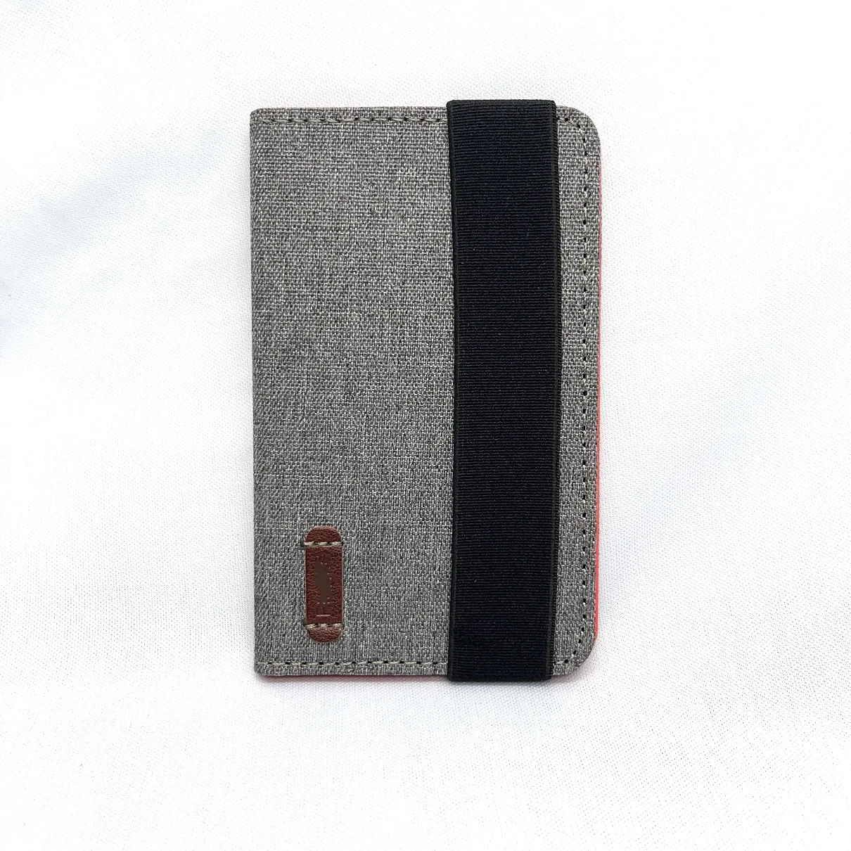 Factory Adhesive Sticky Light Grey Men Wallet Elastic Finger Strap Leather Cellphone Credit Card Holder