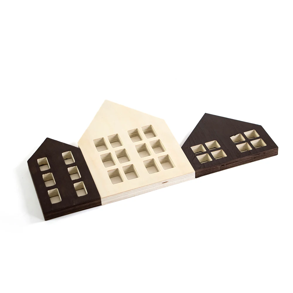 SLT New Custom miniature houses wooden natural little Village for  Christmas Home decoration