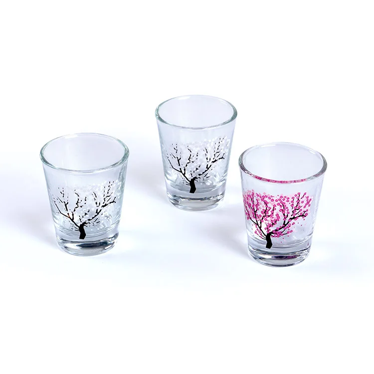 OEM Japanese custom blank sublimation color changing small glasses cup bullet shot sake glass