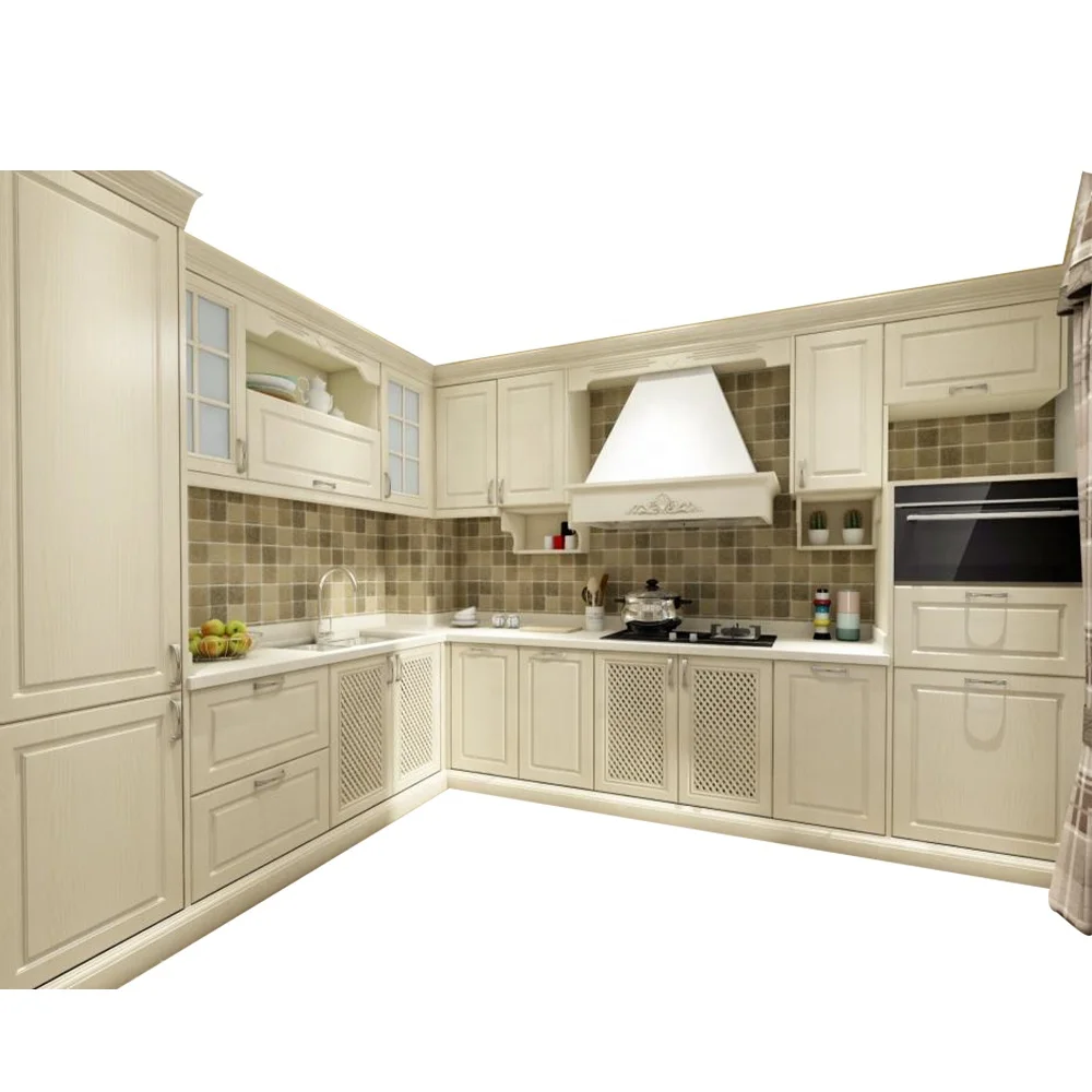 Small PVC Kitchen Set Furniture Modern Designs Kitchen Cabinet Hardware 1 Set Plywood