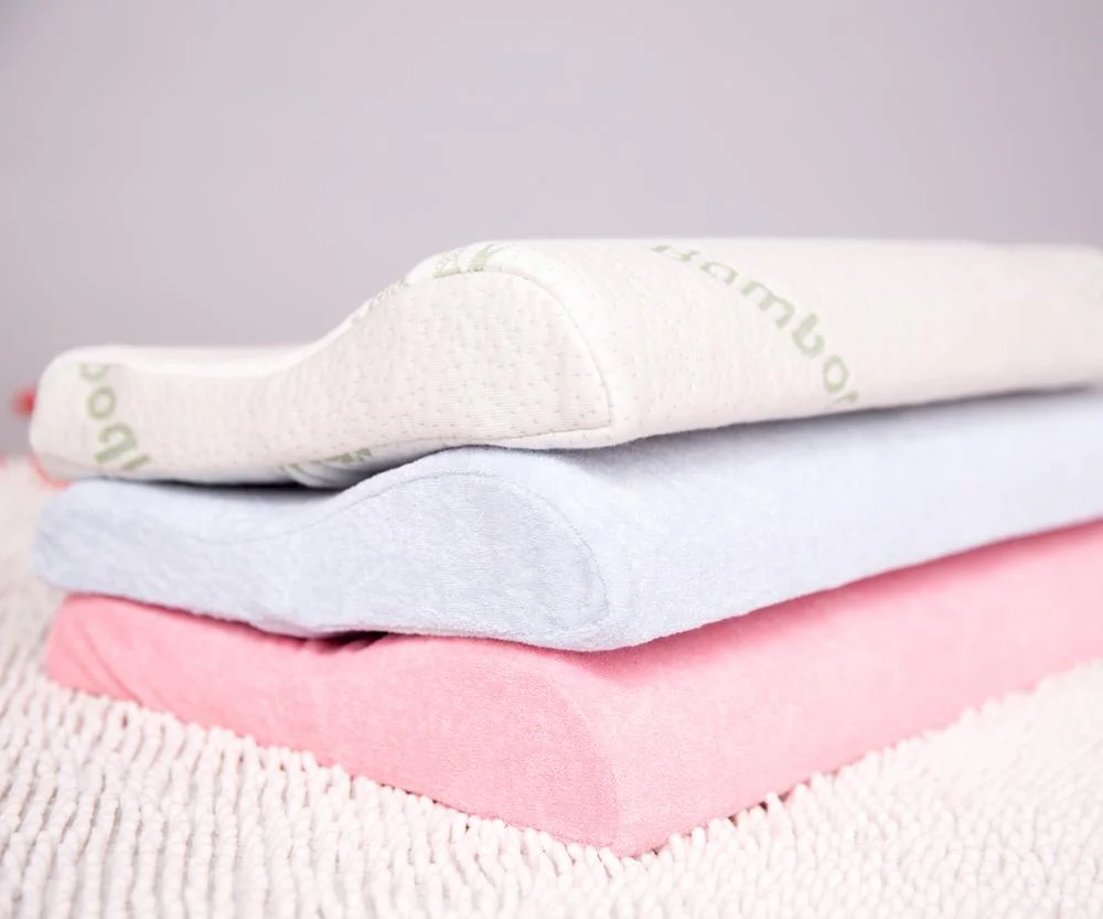 200TC Bamboo Relief Solid Half Moon Design Cooling Filling for Bedroom Living Room Bed Use  Memory Foam Children Kids Pillow