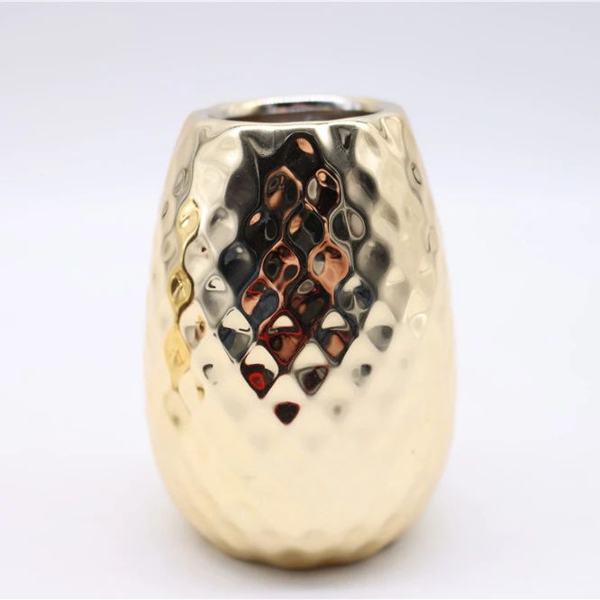 Gold  Metal Mesh pineapple Pen Pencil Holder Decorative ring holder ceramic ring jewelry holder