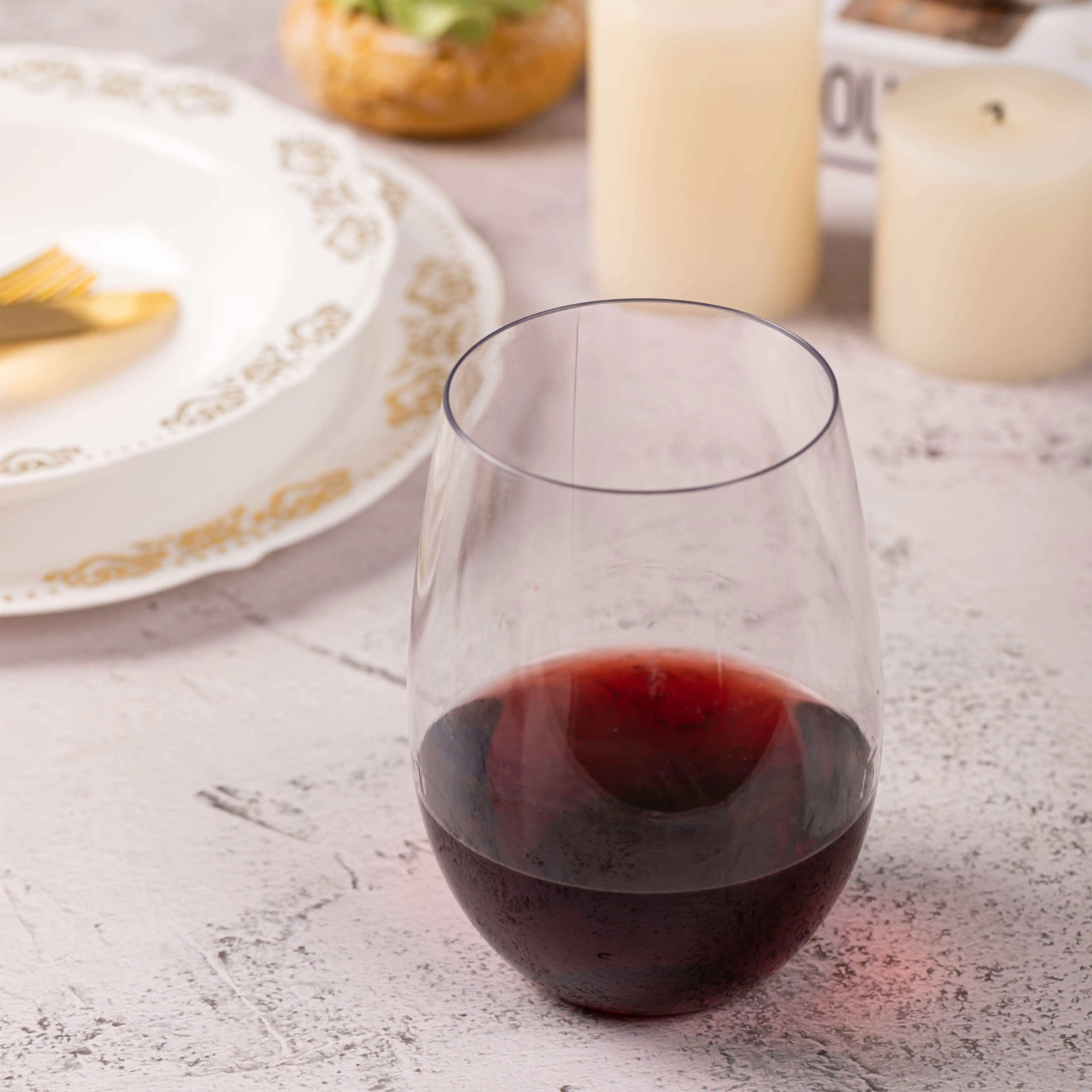 2024 New Products 24 Pieces/Box Banquet Disposable 12oz Transparent Whiskey Wine Glass Pet Plastic Glass