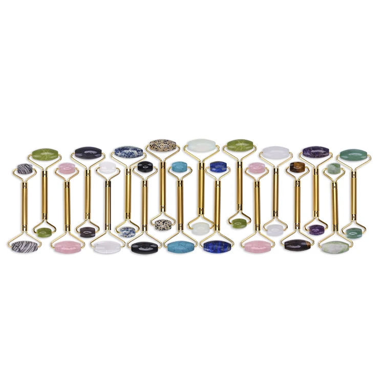 
High Quality Therapy Stone Rose Quartz Anti Aging Facial Natural Pink Jade Roller with custom detached head 