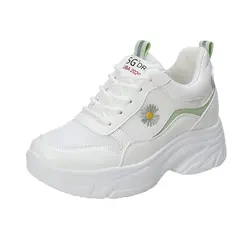 Женские сетчатые кроссовки на танкетке, повседневные дышащие спортивные туфли на шнуровке, со скрытым каблуком, увеличивающие рост, 2022