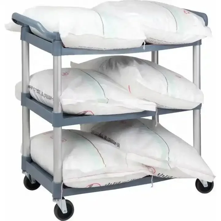 3 Layers Plastic Heavy Duty Useful Trolley Cart With 4 Wheels For Restaurant Hotel Service