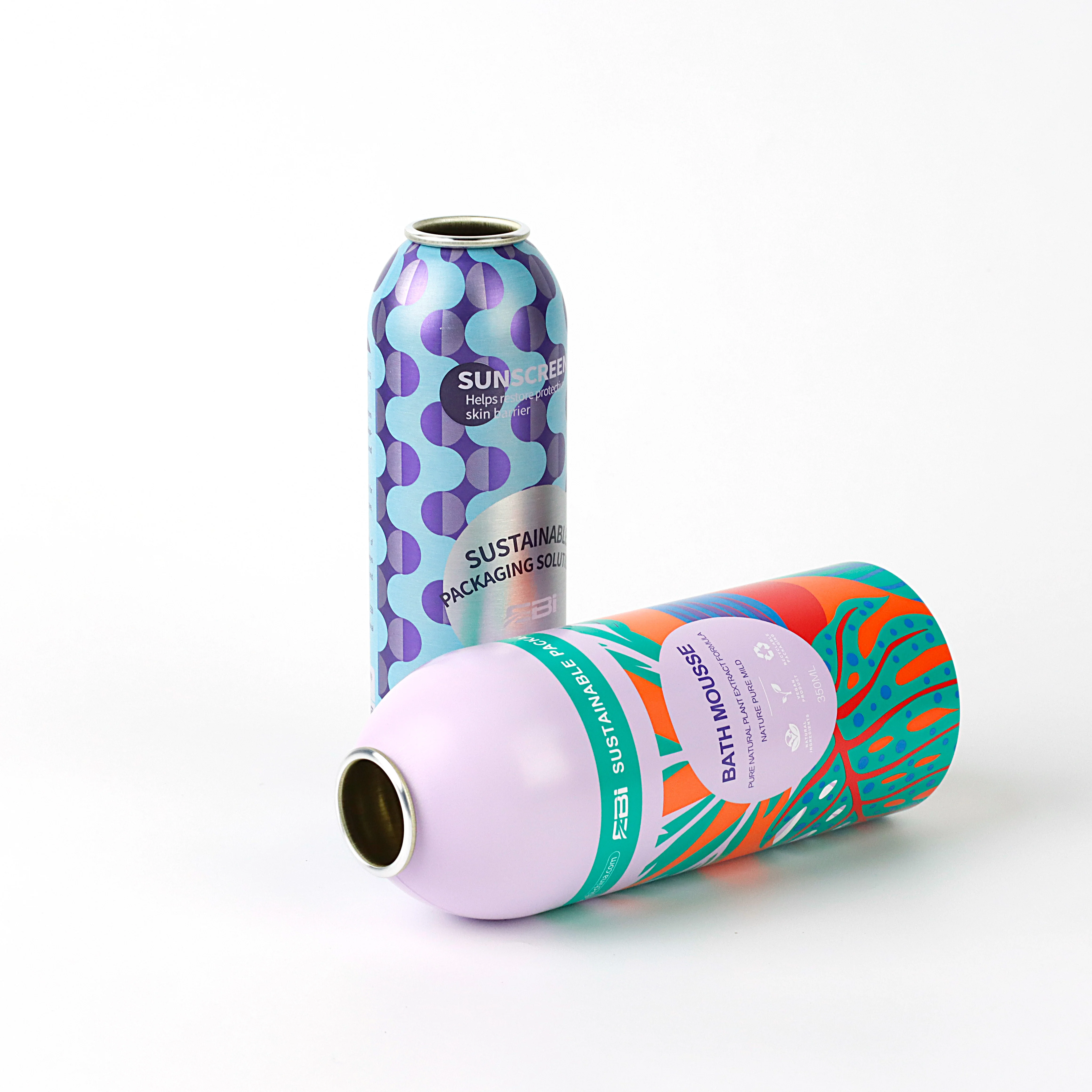 New printing aluminum round aerosol cans with spray actuator for cosmetic