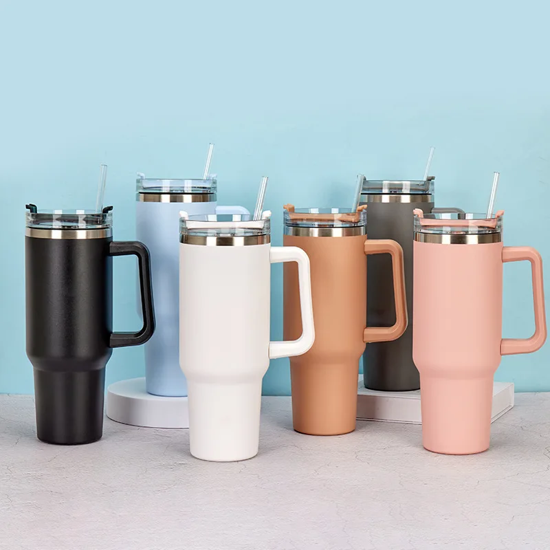 40oz Stainless Steel Thermos Bottle Portable Tea Coffee Mug with Straw Insulation Thermal Cup Car Insulated Cold Drinking Cups