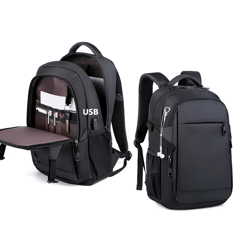 2024 New Factory 15.6 Inch Custom Logo Waterproof Oxford Material Business Men Day Pack Bag Travel Laptop Backpack USB