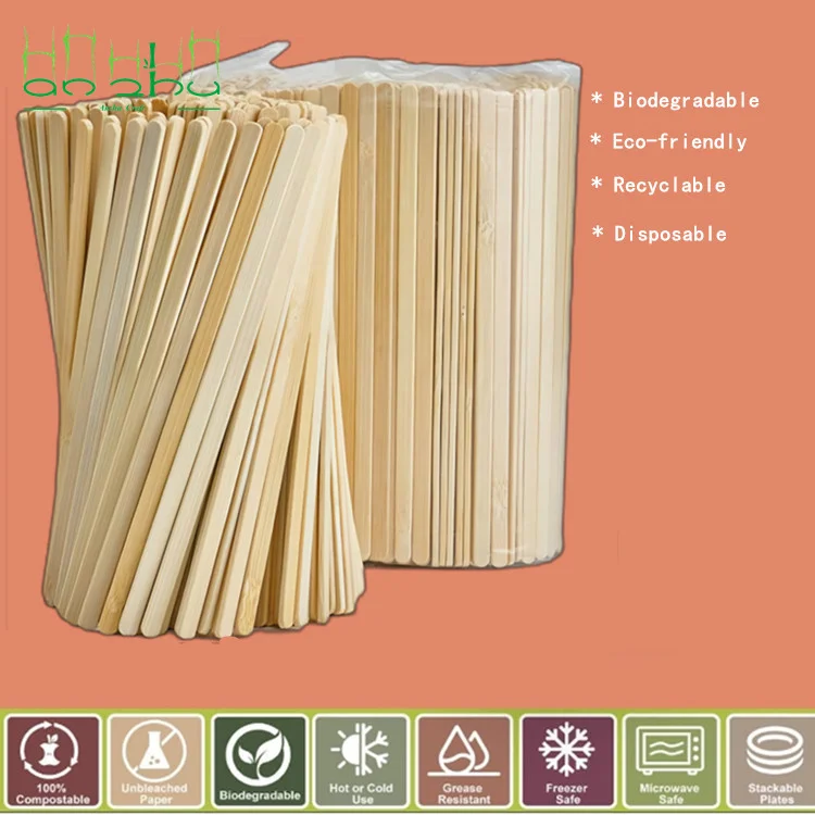 Wooden Coffee Stirring Tea Stick with Custom Flat Bamboo Eco-friendly Disposable Stirrers