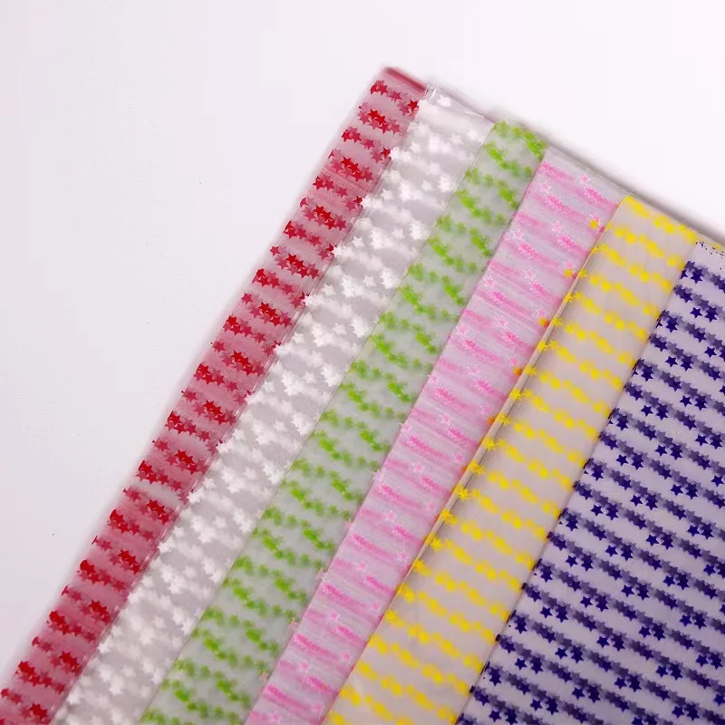 54*54 Cm/sheet Clear Papel Para Flores Star Pattern Cellophane Transparent Film Gift Candy Flower Wrapping Plastic Paper