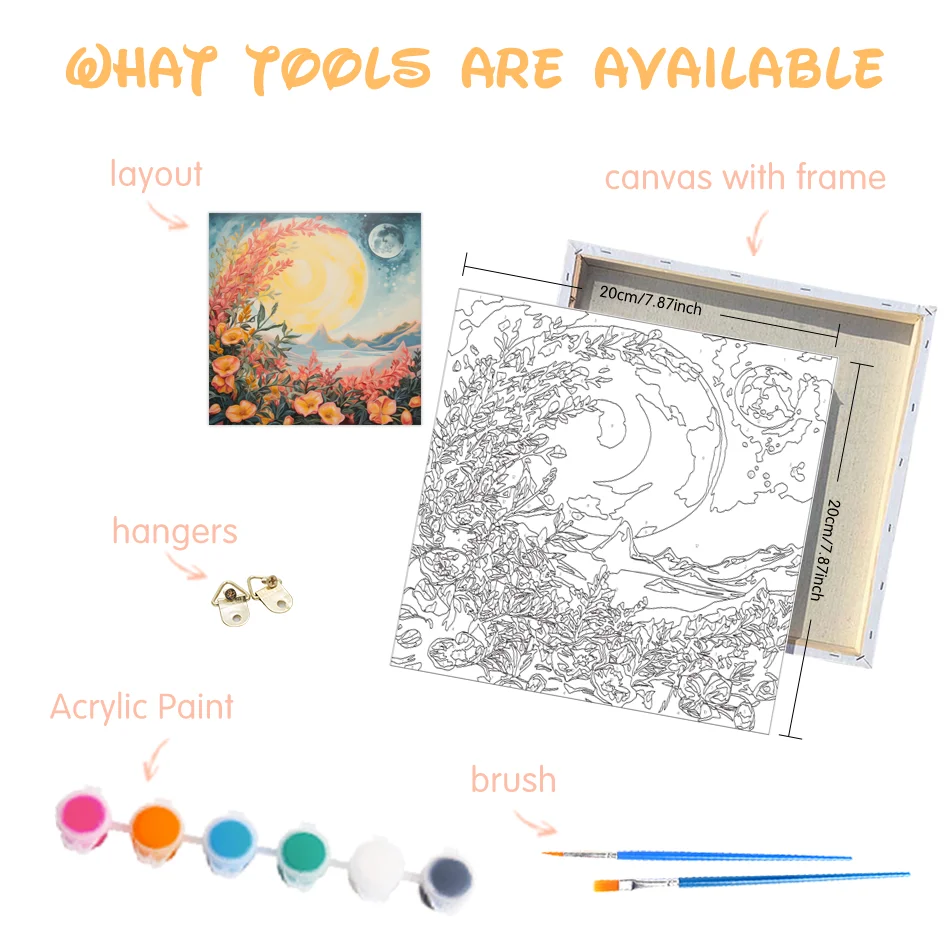 CHENISTORY Painting By Numbers Cartoon Abstract Flowers Beginner Kits Easy To Paint Diy Crafts Kits Sun Picture For Home Gift