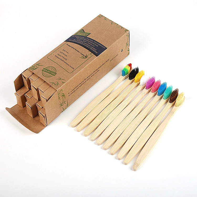 Colorful bamboo eco friendly toothbrush factory wholesale wooden toothbrush for hotel supplies