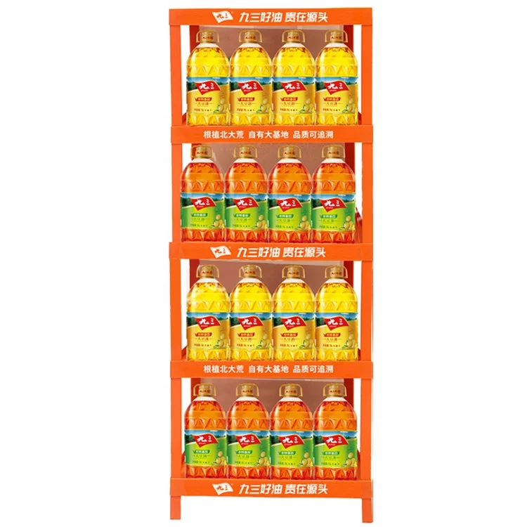 Heavy Duty Custom Grocery Store Cooking Oil Food Beverage Drinks Display Shelves Stands Plastic Rack Shelf