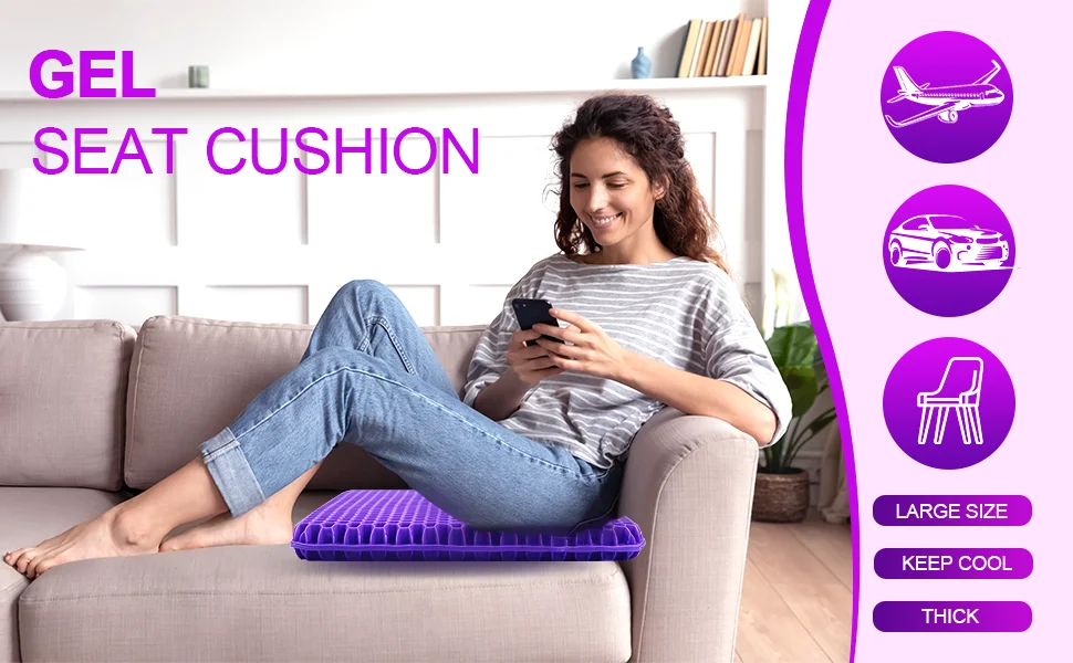 New Design Comfort Soft Square Honeycomb Egg Gel Seat Cushion Gel Sitter for Office Chair Car Seat