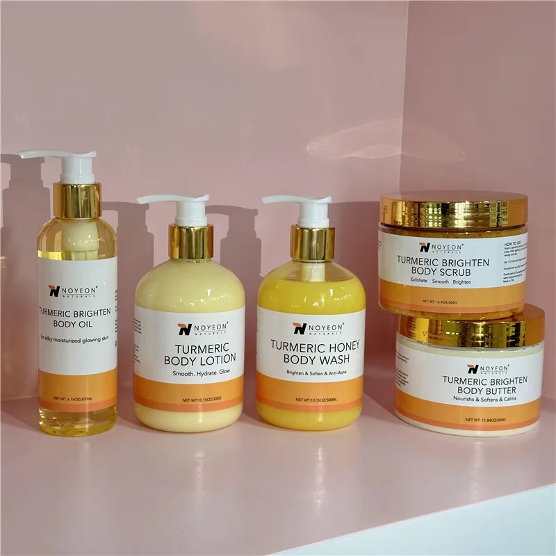 Turmeric Skin care Set Anti Acne Dark Spot Whitening Private Label Soap Serum Scrub Cream Facial Wash face Skin Care Set
