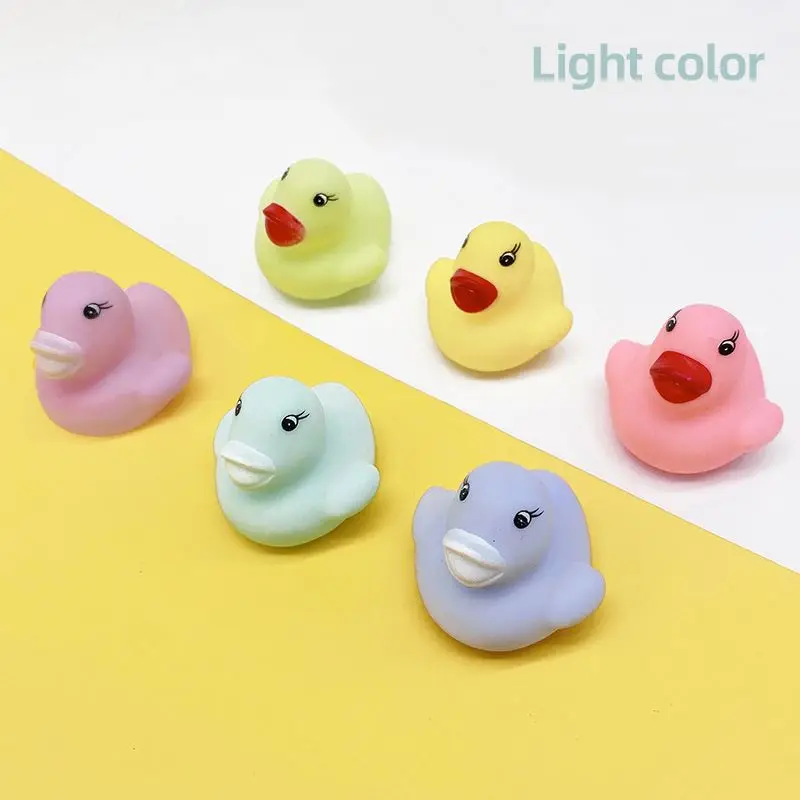 Hot Multicolor PVC Plastic Small Ducky Light Color Squeak Baby Bath Toys Bulk Mini Yellow Pink Blue Black Rubber Duck