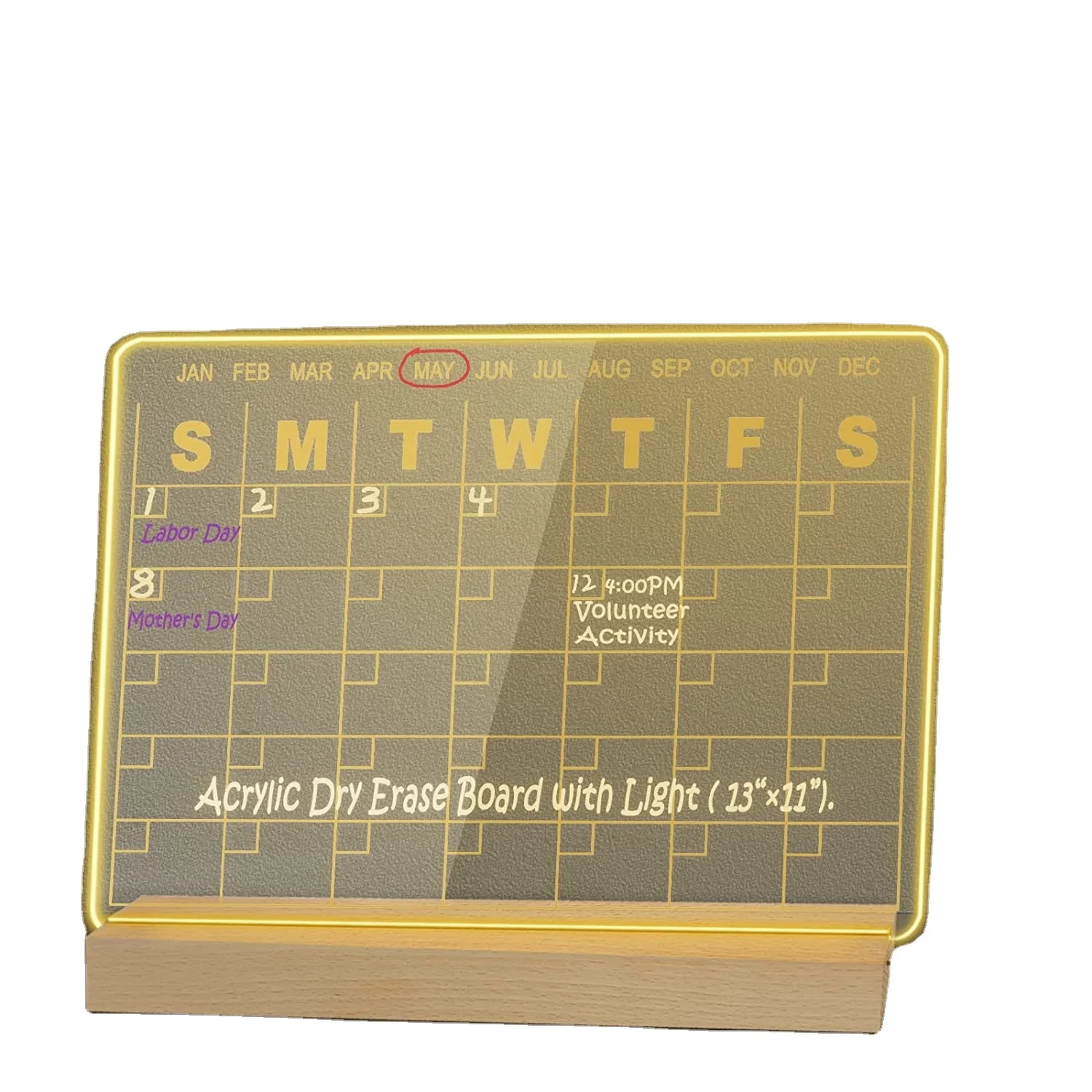 Message Writing Board LED Acrylic Dry Erase Board with Light Includes Colorful Markers Wonderful Gift for Holidays