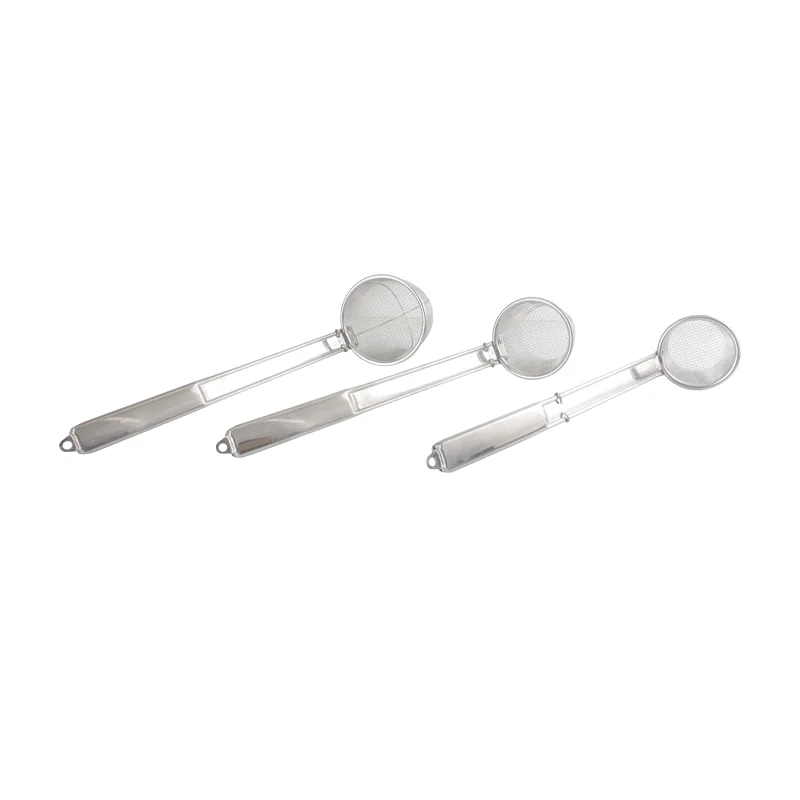 Wholesale custom multi specifications stainless steel deep Spaghetti noodles strainers skimmers colander basket with long handle