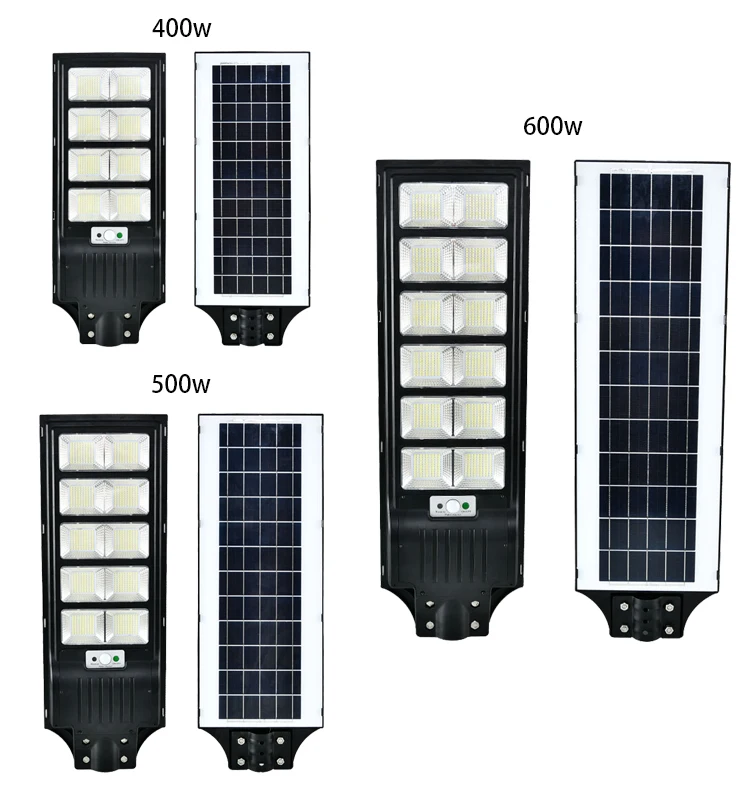 High power cheap waterproof led lampadaire solaire abs plastic smd solar panel street light price list 400w 500w 600w