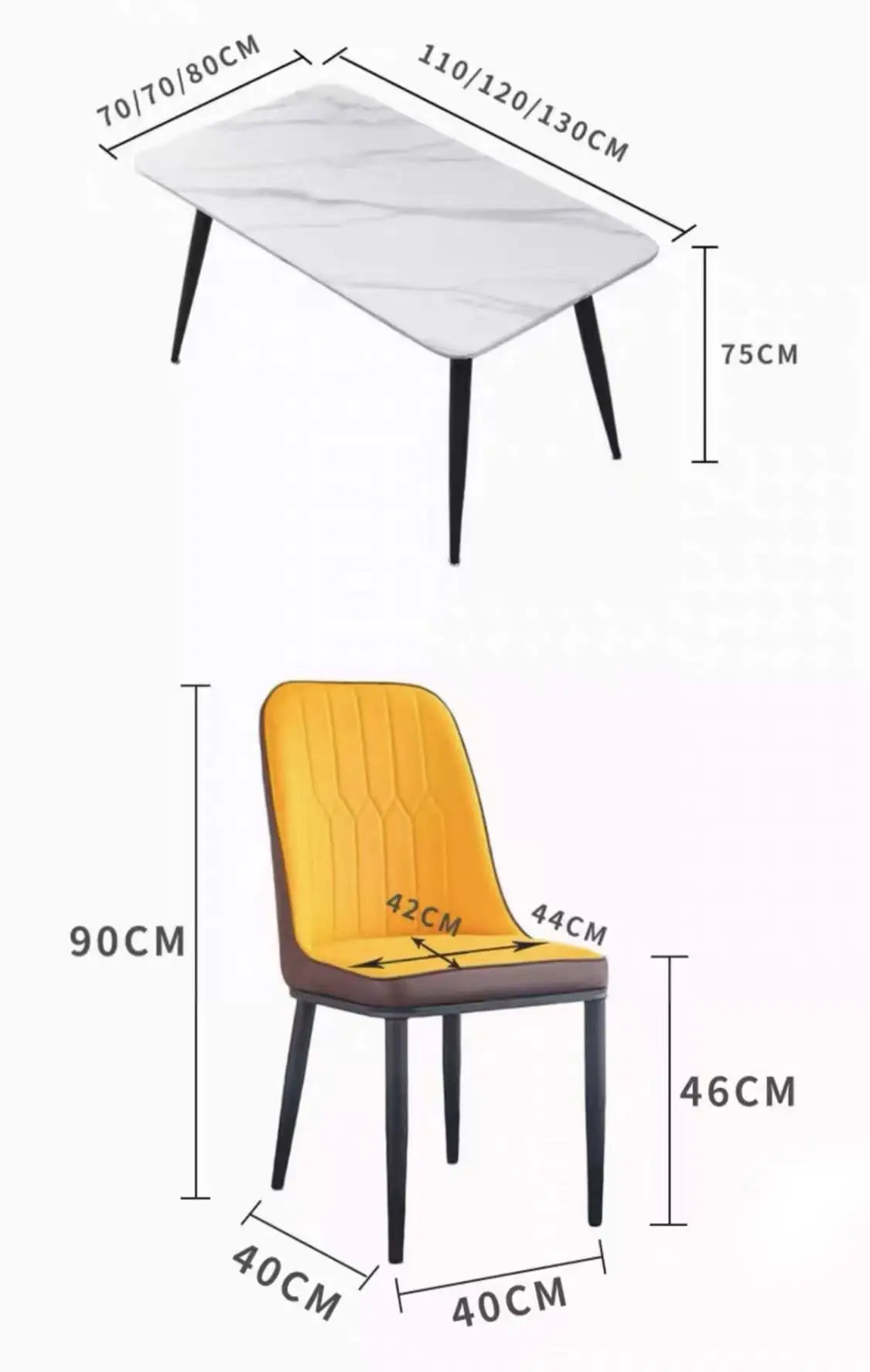 2022 hot selling four-person slate dining table rectangular home light luxury modern dining table and chairs