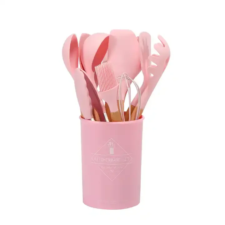 High Quality Private Label Kitchen Utensils Set Of 12 Pcs Silicone Kitchen Utensils With Holder