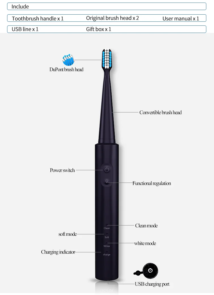New  sonic toothbrush adult fast charging ultrasonic vibration electric toothbrush