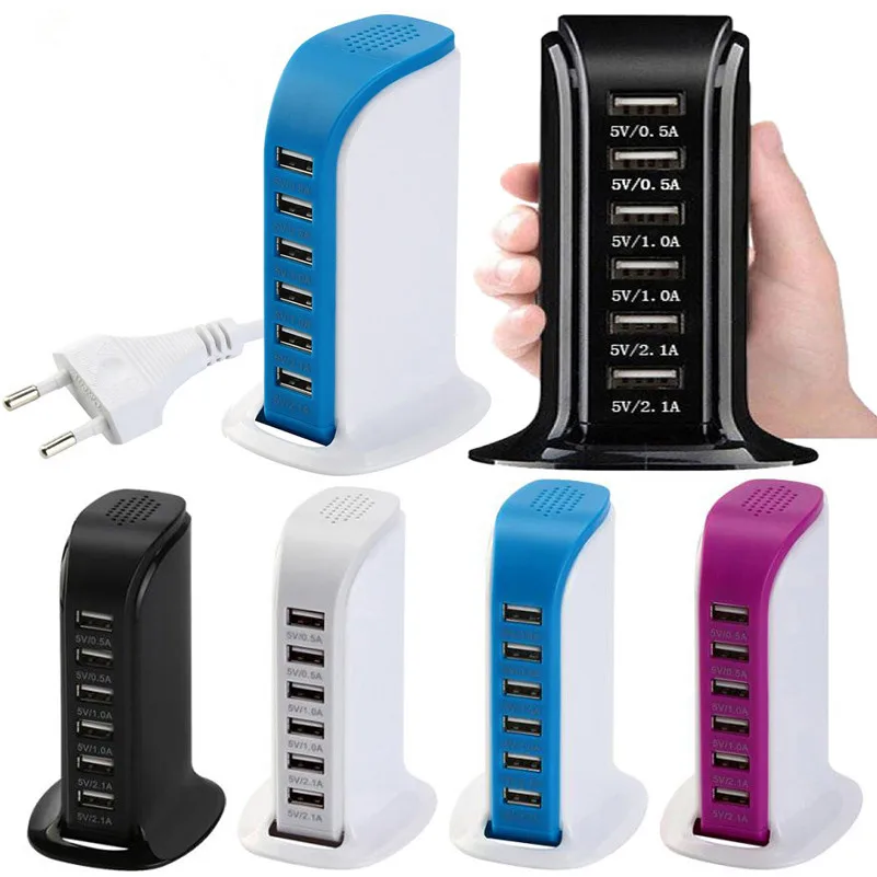  Универсальный Мульти 6 Порты USB быстрое зарядное устройство для быстрой зарядки док-станция с несколькими Путешествия адаптер настенная розетка