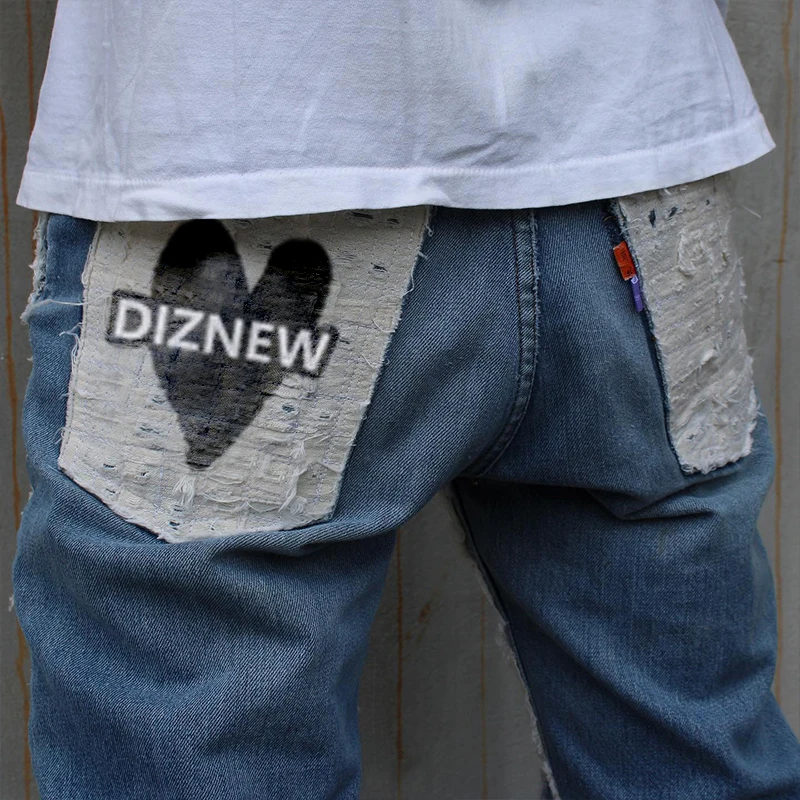 DiZNEW Jeans Pants Custom designer Plus size white ripped bootcut jeans for men size 32