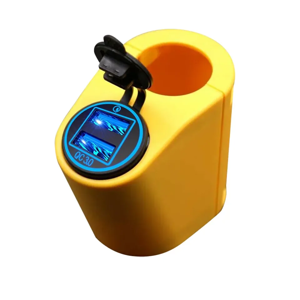Yellow color Bus handrail 12-24V Dual QC3.0 USB Charger Power Socket Adapter Quick shipping