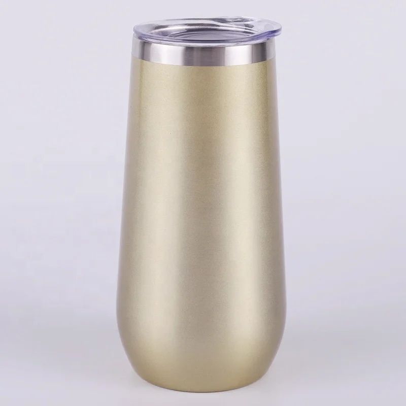 Hot sell 16oz powder coated double wall stainless steel wine tumbler insulated vacuum egg shape mug wine with lid