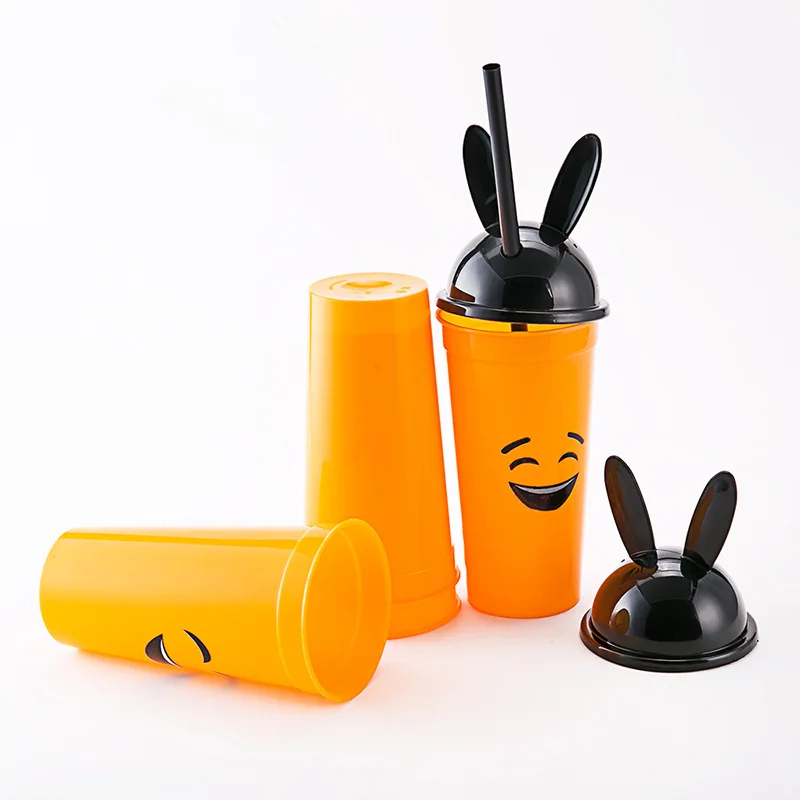 Plastic straw cup disposable with cover expression cup custom advertising milk tea beverage coffee scenic wholesale