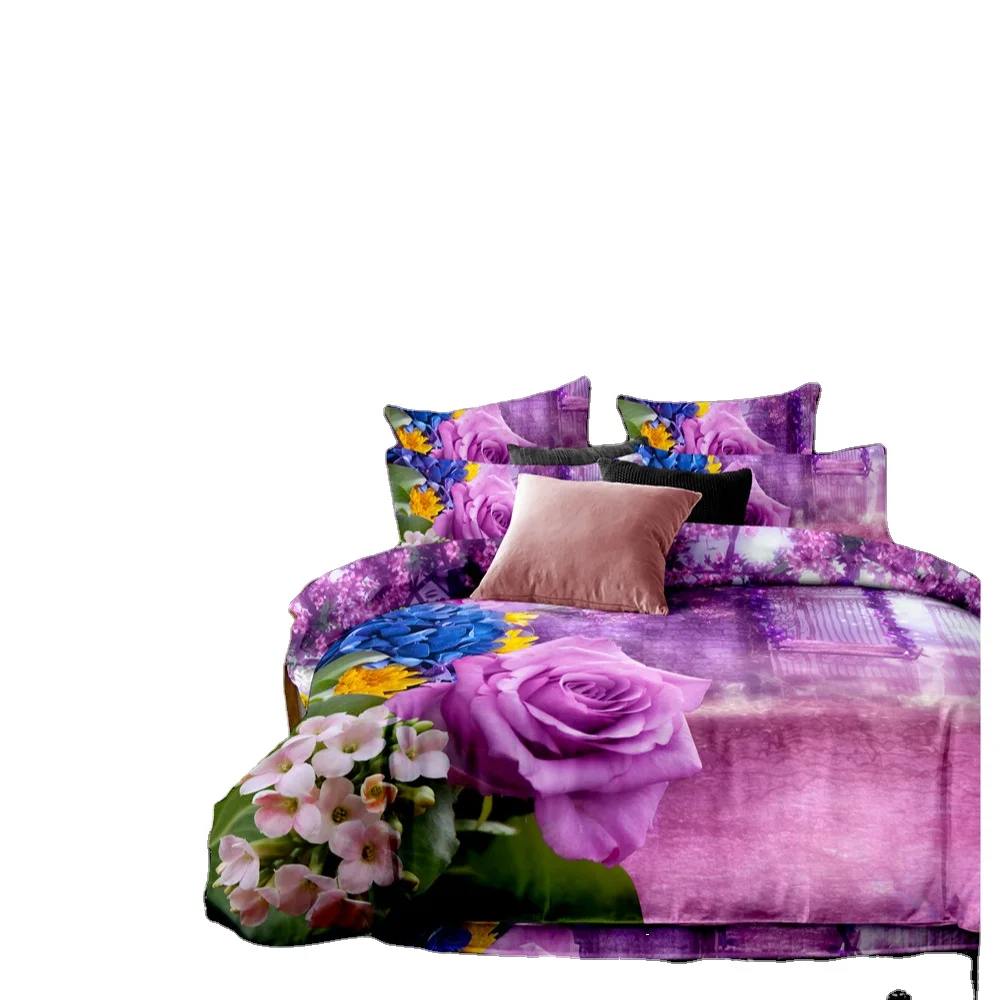 
 Комплект постельного белья из 100% чесаного хлопка, 133*72 40*40s, двойной европейский размер, 4 шт., пододеяльник с 3d рисунком, мультяшный рисунок  