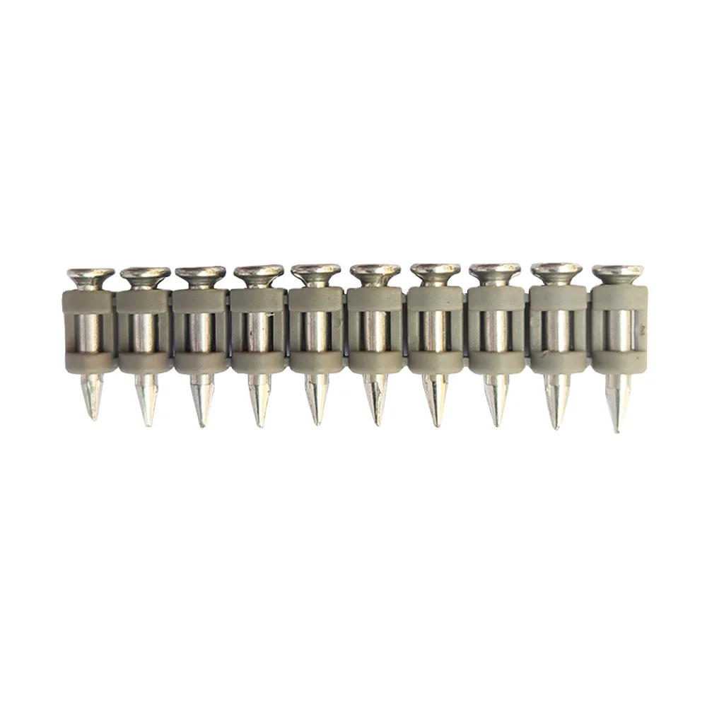 Hot Selling Electro Galvanized Pin Ordinary Gas Nails Clip Tip with Flastic Frame Collated for Concrete Gas Actuated Nail Gun