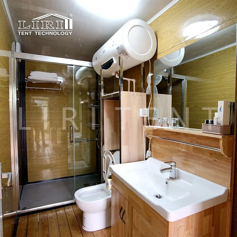 Outdoor Luxury Round Camouflage  Glamping Campsite Hotel Bed Tent with Furniture and Bathroom