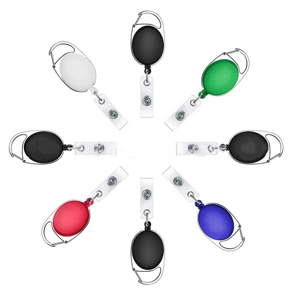 
Oval Shape Easy-pull Metal Back Clip Retractable Keychain Badge Reel 