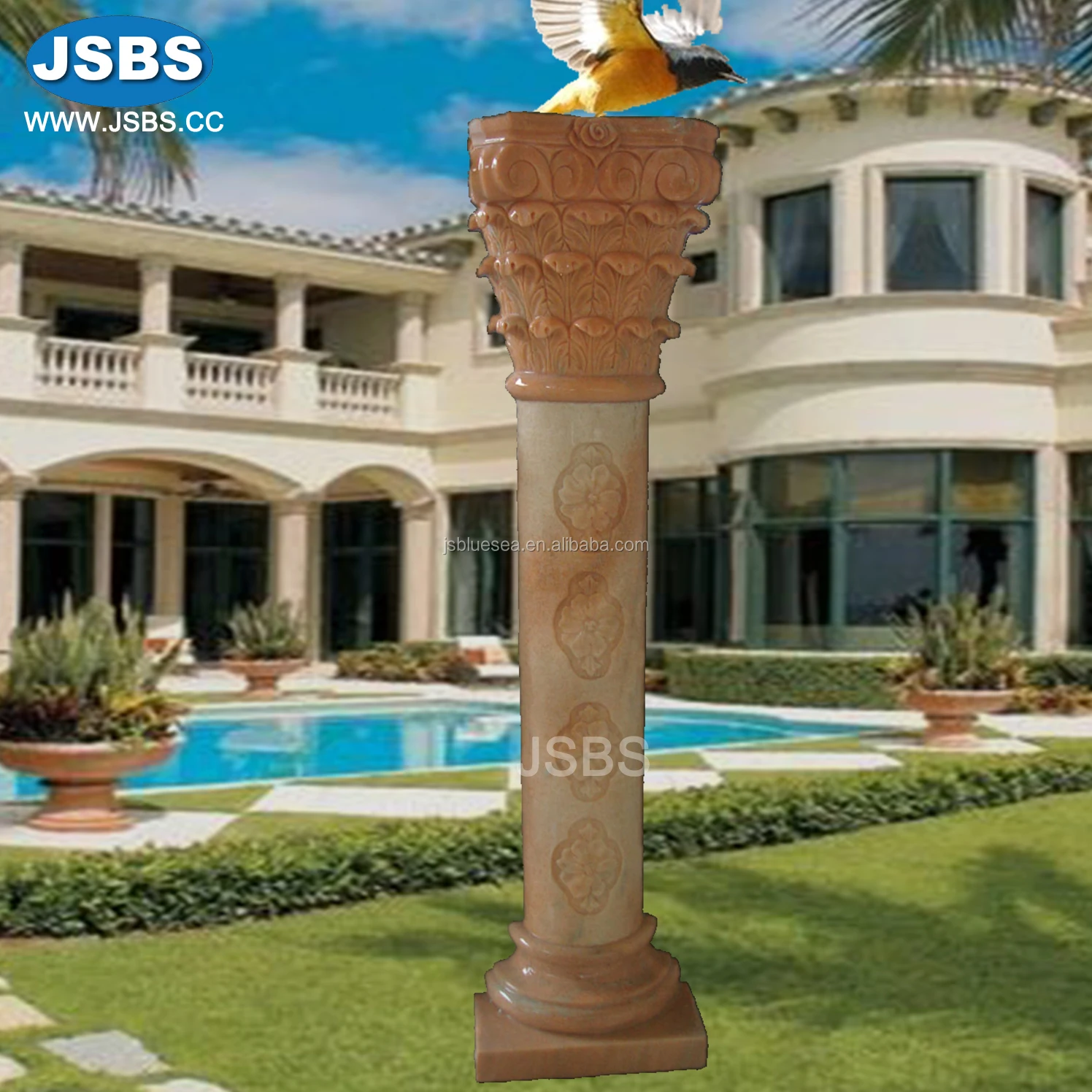 modern home decorative white marble pillars and columns corner post luxury leaves design