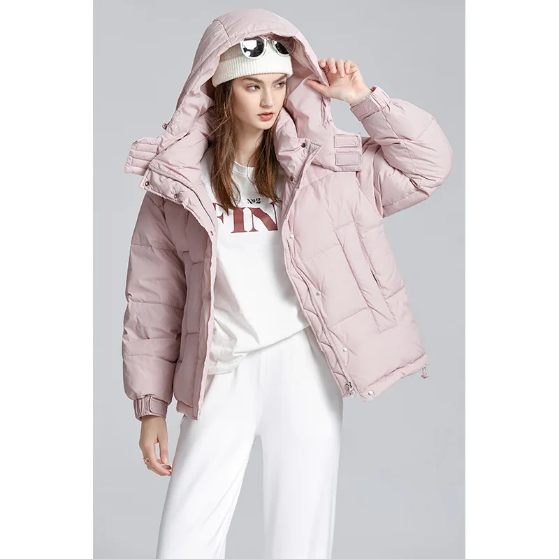 free shipping Wholesale Winter White Duck Down Jacket Women Short Thickened Bread Jacket Fashion Loose Hooded New Style coat