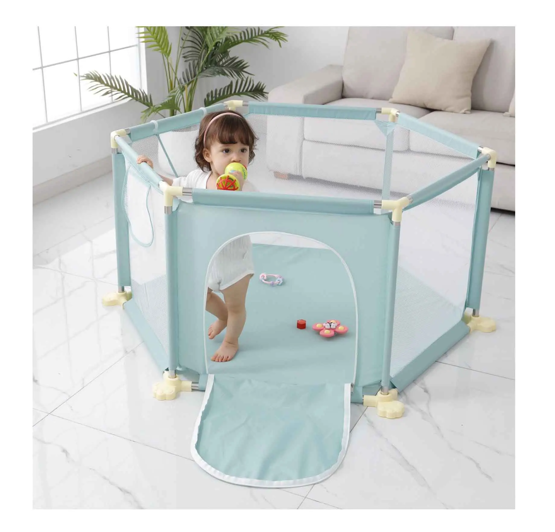 OEM High Quality Customizable Baby Safety Fence Children Portable Play Yard Large Playyard Plastic Indoor Kids Playpen