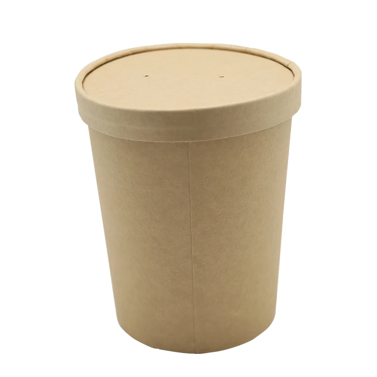 
High quality OEM ODM food storage kraft hot soup cups with lids 