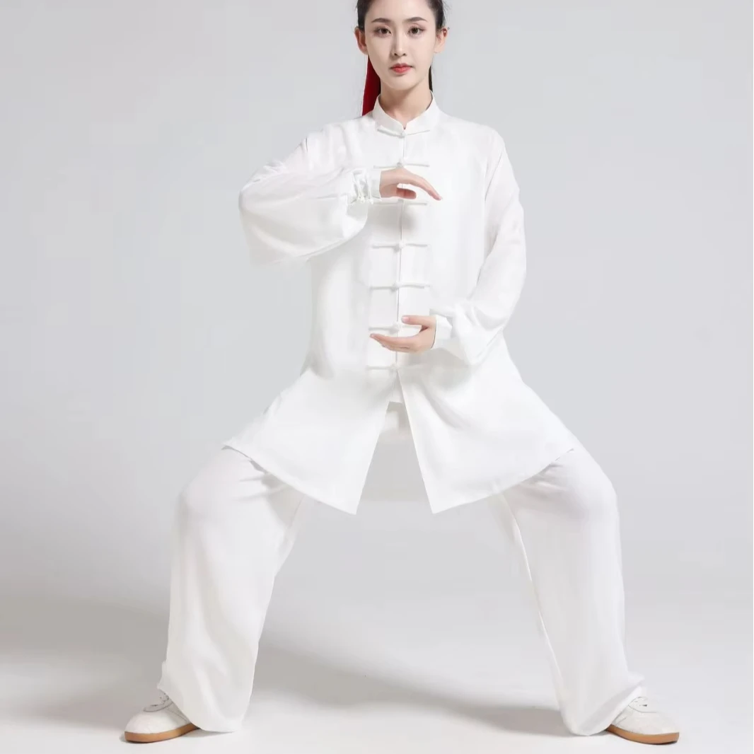 Traditional Chinese Clothing Cotton Linen Taiji Suit for Men Women Baduanjin Performance Suit Spring Summer Autumn-for Adults