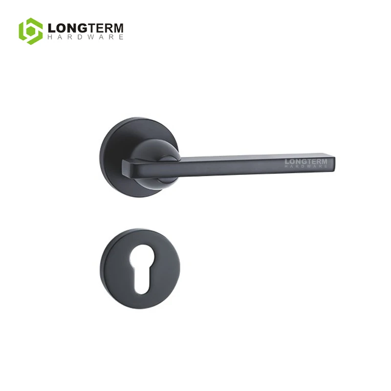 Zinc Alloy Round Rosette Metal Lever Modern Luxury Gold Chrome Internal Door Handles Mortise Door Lock Handle with Computer Keys