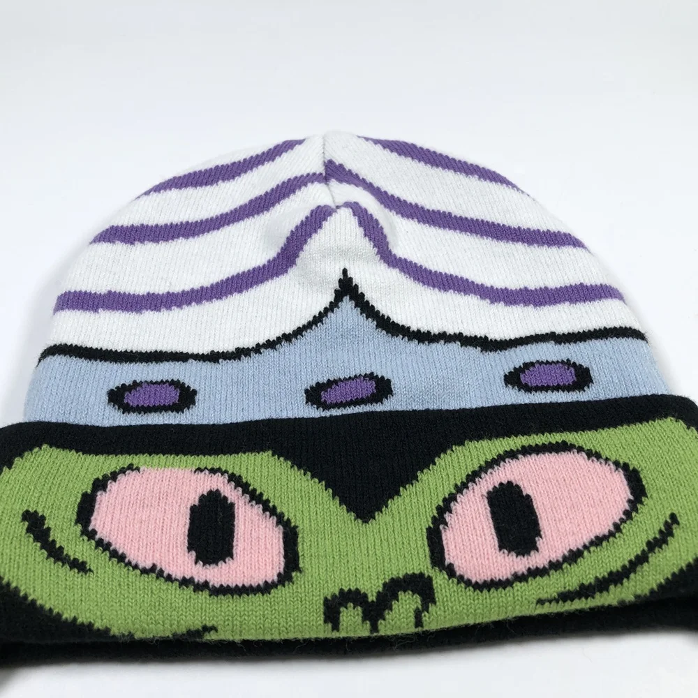 OEM high quality popular fashion acrylic knit unisex green cute funny winter hats custom frog design jacquard beanie with ears