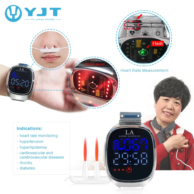 new inventions lllt 650nm laser therapy device heart rate test blood pressure medic wrist watch reduce high blood sugar