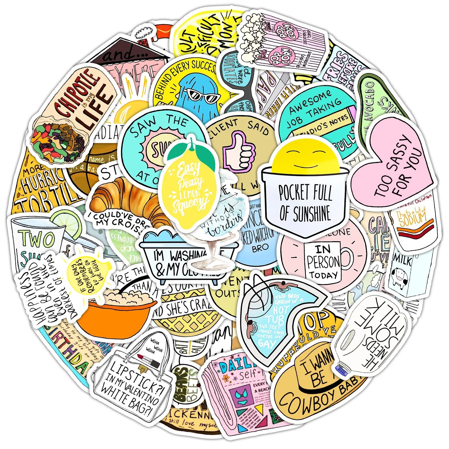 50Pcs English Phrase Graffiti Decorative Stickers Label For Luggage Laptop Guitar Scrapbook Skateboard Waterproof Sticker