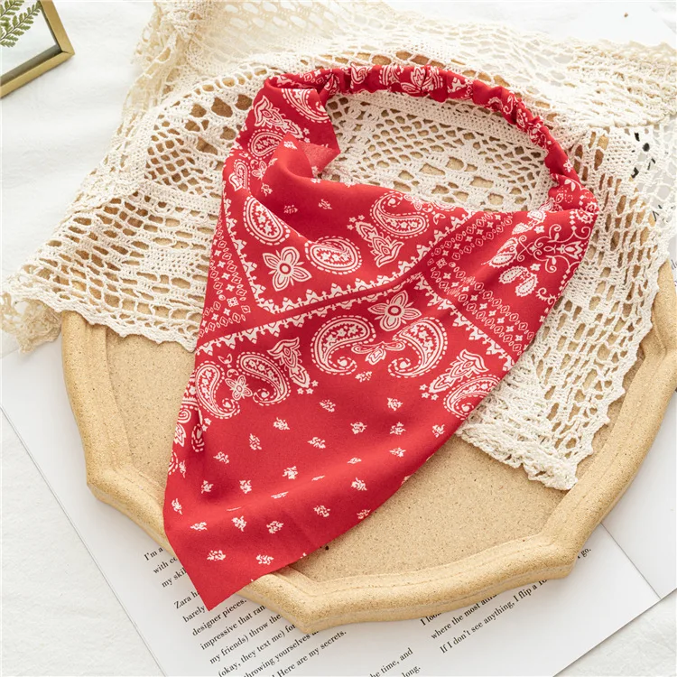 Summer European American hair accessories printed elastic fabric sun-protective triangular bandana folk classic head wrap  head