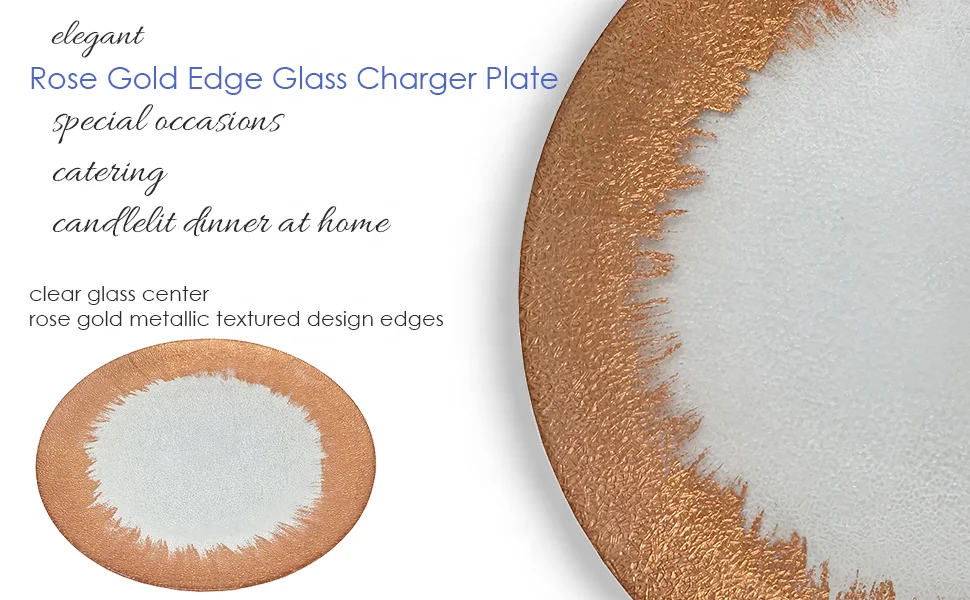 
Stocked Set 4 Wedding Tableware Clear Glass Gold Rim Wedding Charger Plates Wholesale 