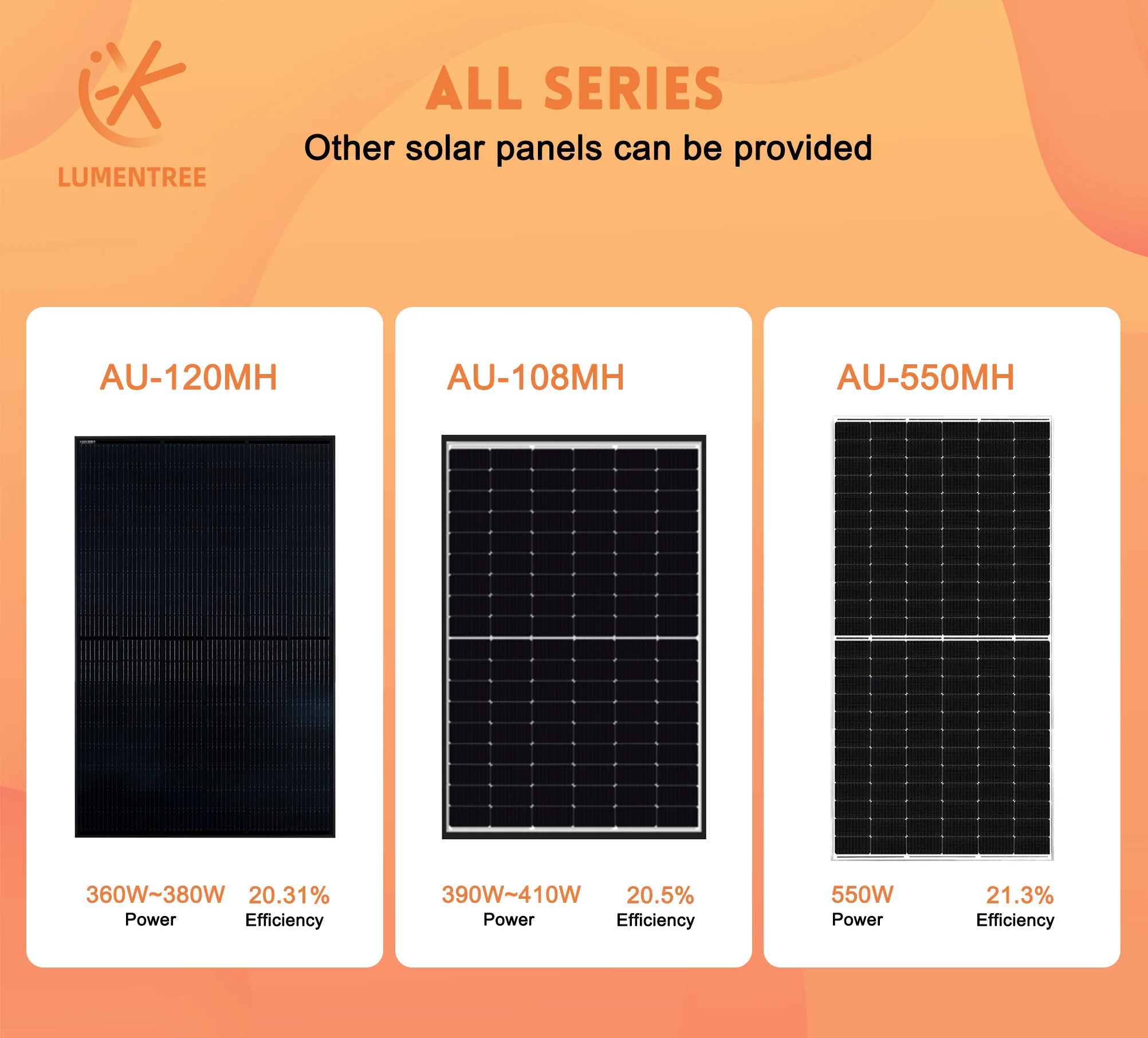 Lumentree Solar Panel Price 415W 455W 550W 650W 700W Photovoltaic PV Panels Half Cell Mono Modules Kit Solar System For Home