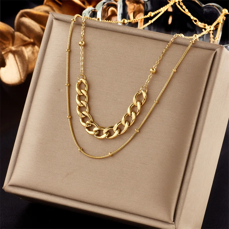 Hip Hop Cuban Chain Stainless Steel 18k gold plating Fashion Jewelry Chain Necklace