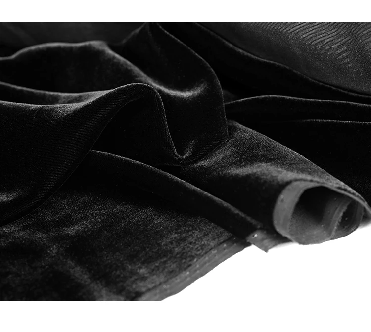 Black Silk Velvet Fabric for Clothes Dresses with 100% Pure Silk Base